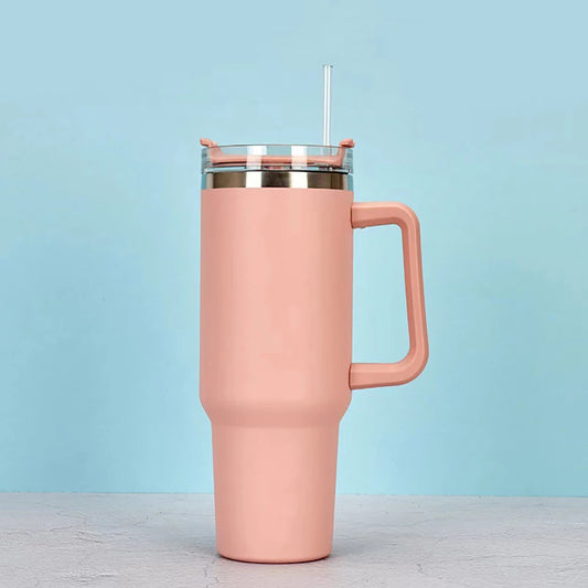 40oz Insulated Tumbler with Handle & Straw – Travel Coffee Cup, 1200ML
