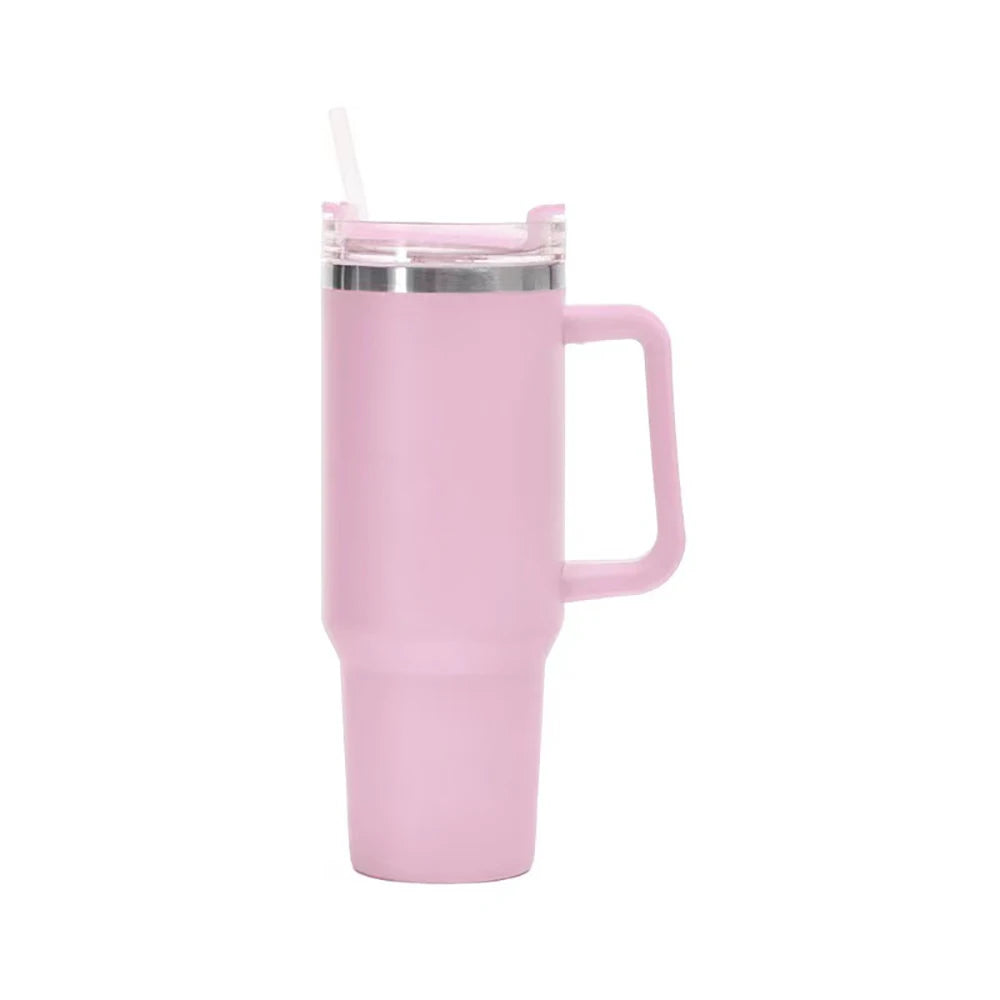 40oz Insulated Tumbler with Handle & Straw – Travel Coffee Cup, 1200ML