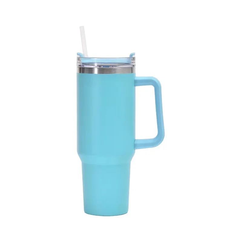 40oz Insulated Tumbler with Handle & Straw – Travel Coffee Cup, 1200ML