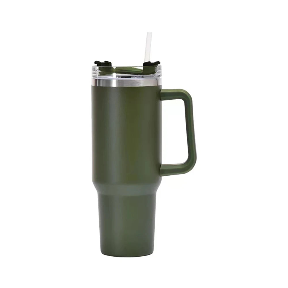 40oz Insulated Tumbler with Handle & Straw – Travel Coffee Cup, 1200ML