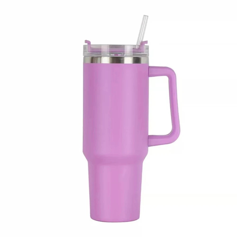 40oz Insulated Tumbler with Handle & Straw – Travel Coffee Cup, 1200ML