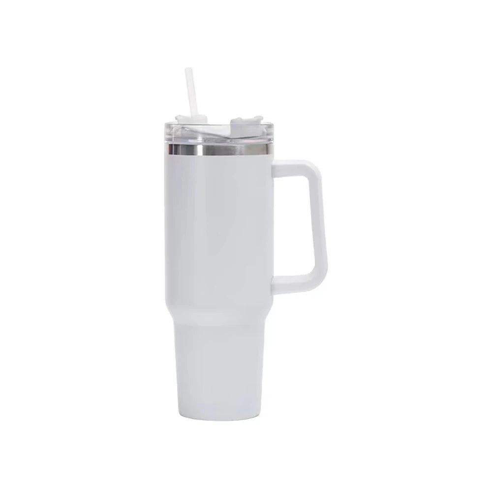 40oz Insulated Tumbler with Handle & Straw – Travel Coffee Cup, 1200ML