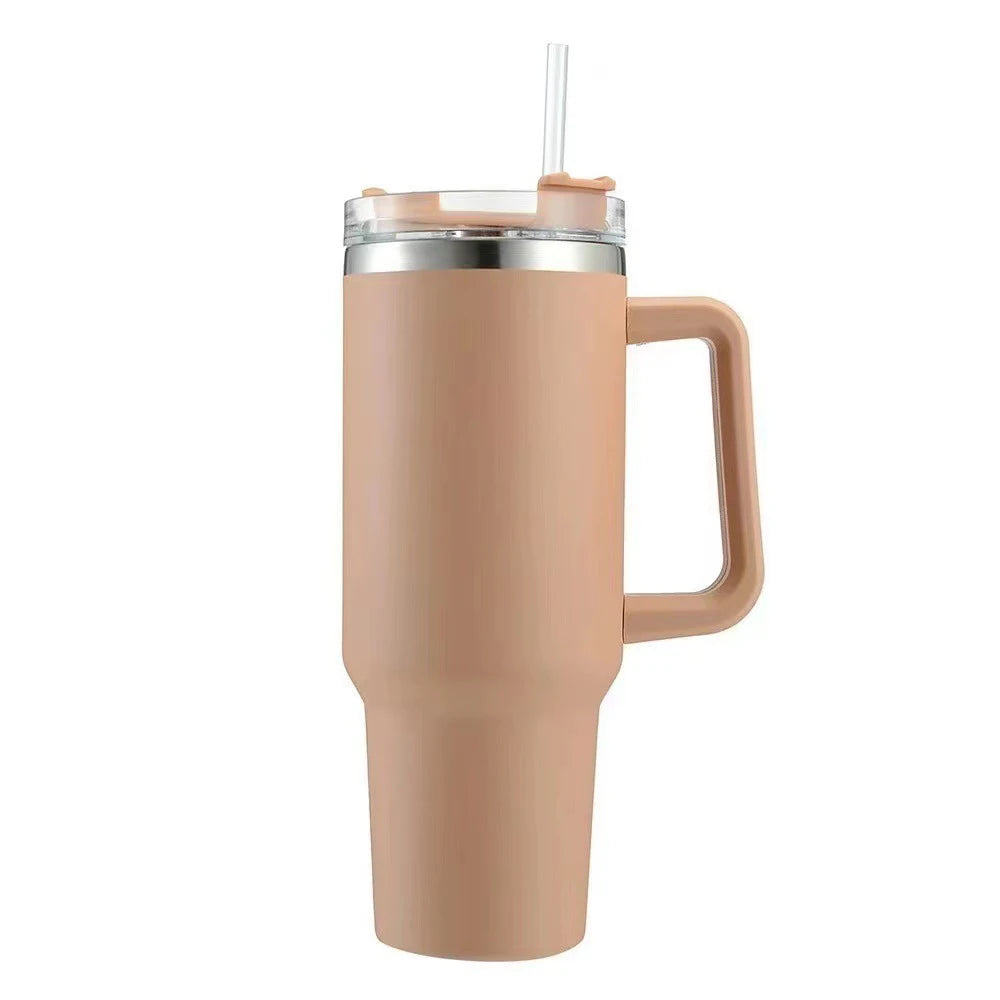 40oz Insulated Tumbler with Handle & Straw – Travel Coffee Cup, 1200ML