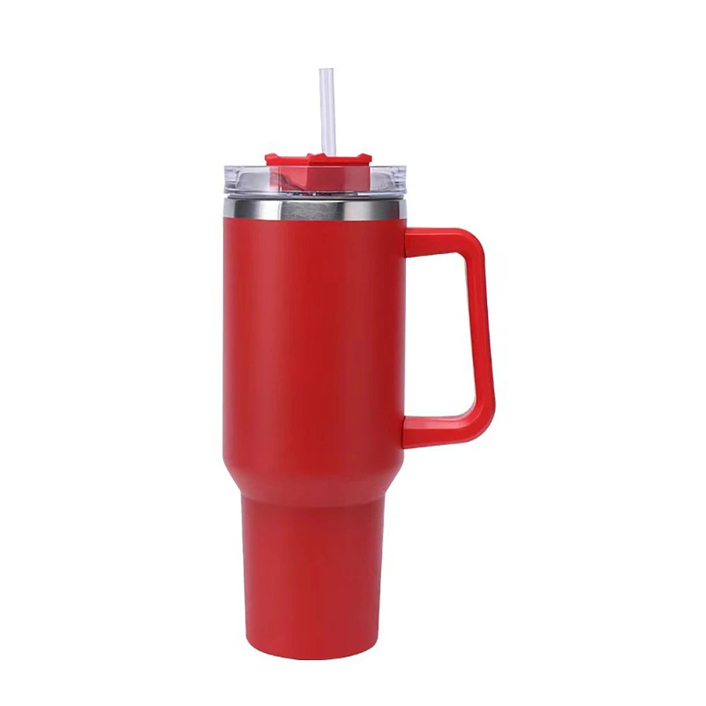 40oz Insulated Tumbler with Handle & Straw – Travel Coffee Cup, 1200ML
