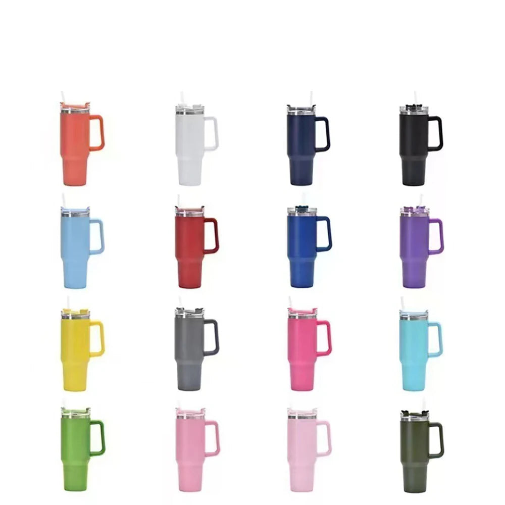 40oz Insulated Tumbler with Handle & Straw – Travel Coffee Cup, 1200ML
