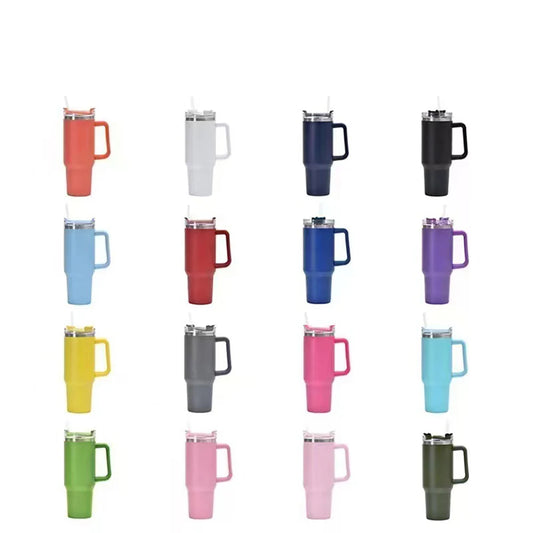 40oz Insulated Tumbler with Handle & Straw – Travel Coffee Cup, 1200ML